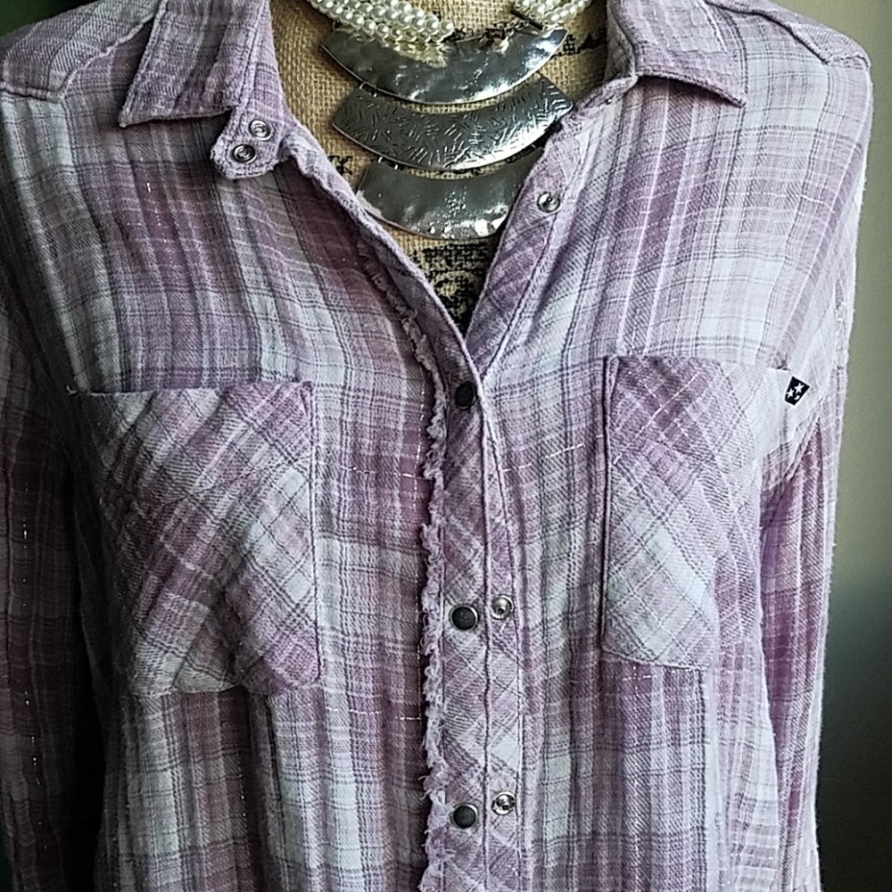 Brand New Pink plaid western shirt